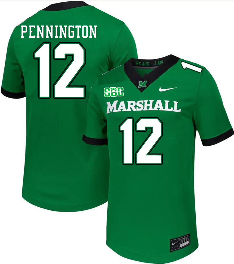 Men #12 Cole Pennington Marshall Thundering Herd SBC Conference College Football Jerseys Stitched-Gr